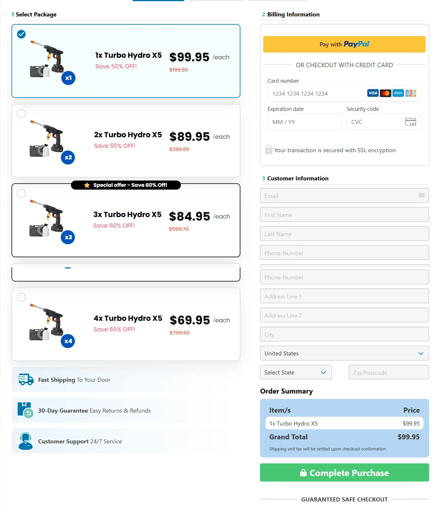 Hydrox5 power washer secure checkout page